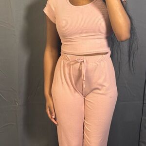Fashion Nova Blush Ribbed Jogger Set